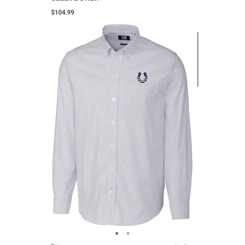 Cutter & Buck Indy Colts Men XL white Americana USA Stretch Button Dn logo